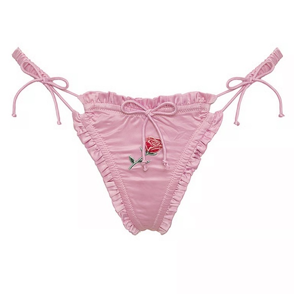 For Love And Lemons Other - FINAL SALE❤️‍🔥For Love & Lemons Light Pink Rose Embroidered Thong